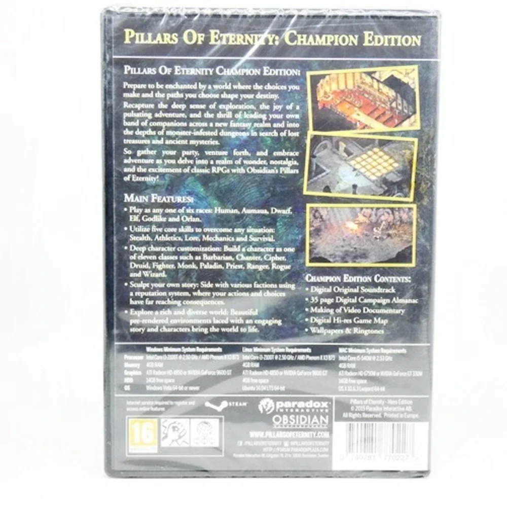 PILLARS OF ETERNITY CHAMPION EDITION PC CD ROM NEW Sealed RARE